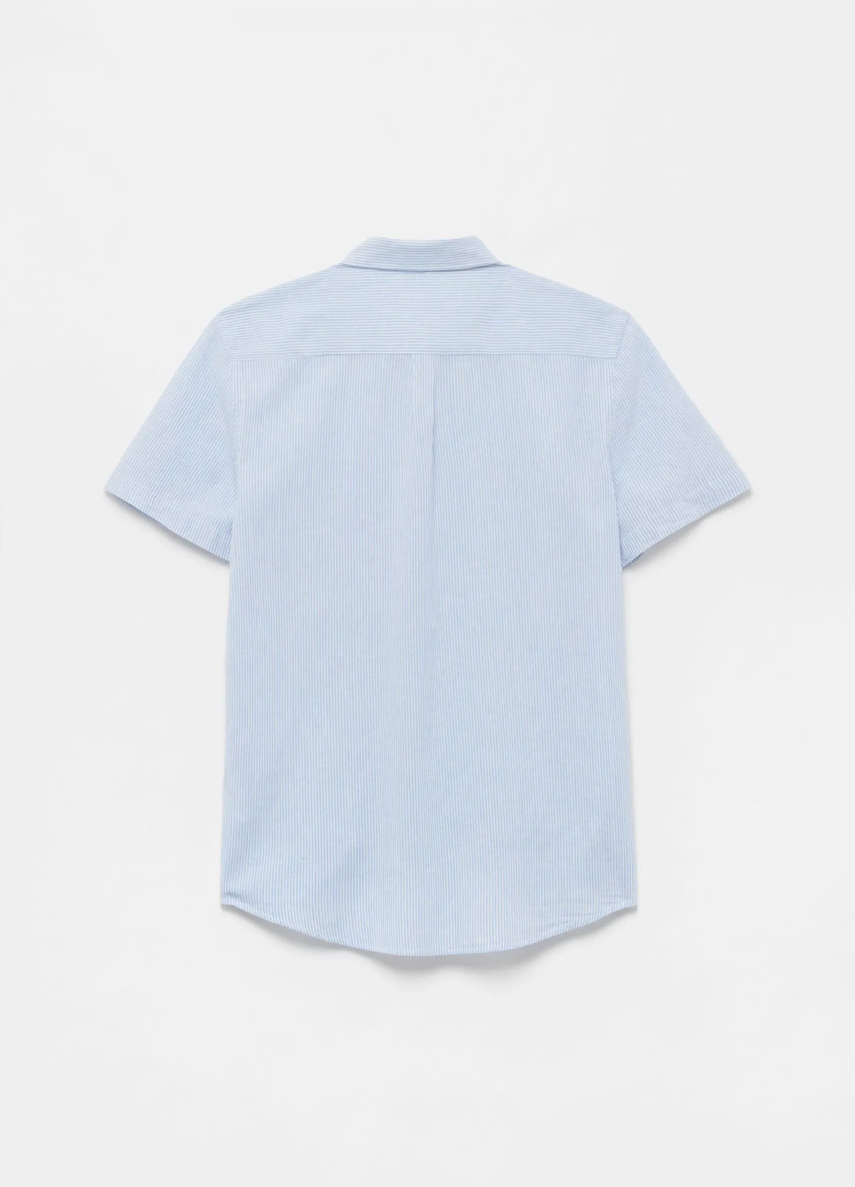 Chemises Casual Homme | Shirt with striped pattern and button-down collar Blanc / Bleu ciel | OVS