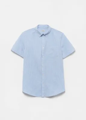 Chemises Casual Homme | Shirt with striped pattern and button-down collar Blanc / Bleu ciel | OVS