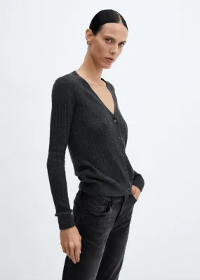 Pulls Et Cardigans | Femme MANGO Cardigan Laine Torsades Gris Anthracite