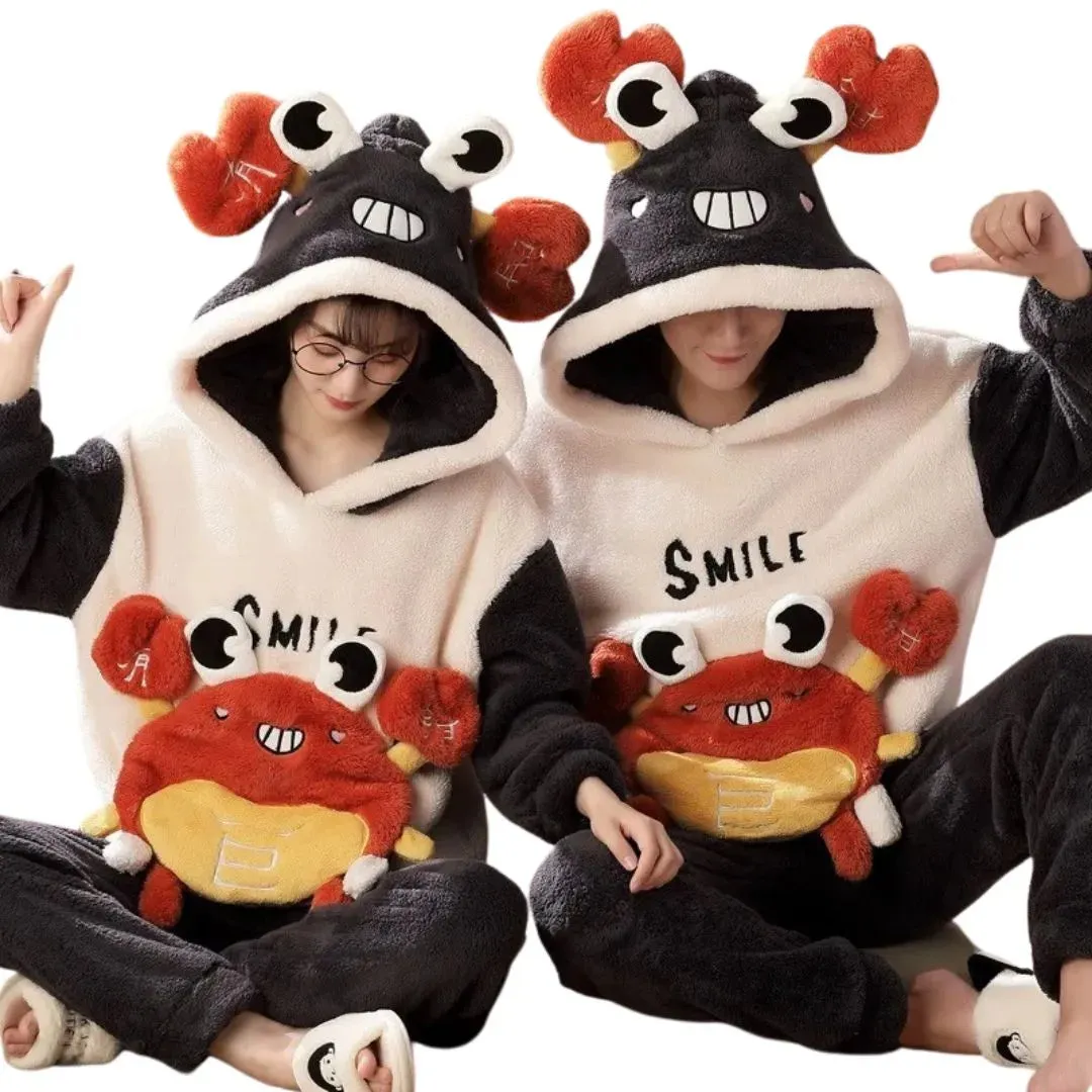 Pyjamas d'Hiver pais pour Couples avec Motif Chat Cartoon - Confort et Style Kawaii