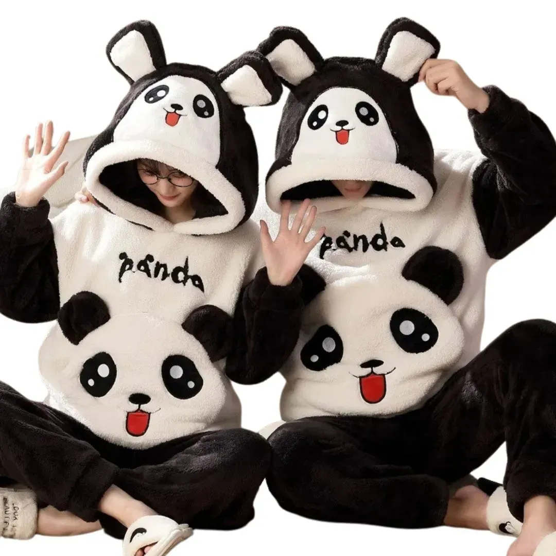 Pyjamas d'Hiver pais pour Couples avec Motif Chat Cartoon - Confort et Style Kawaii