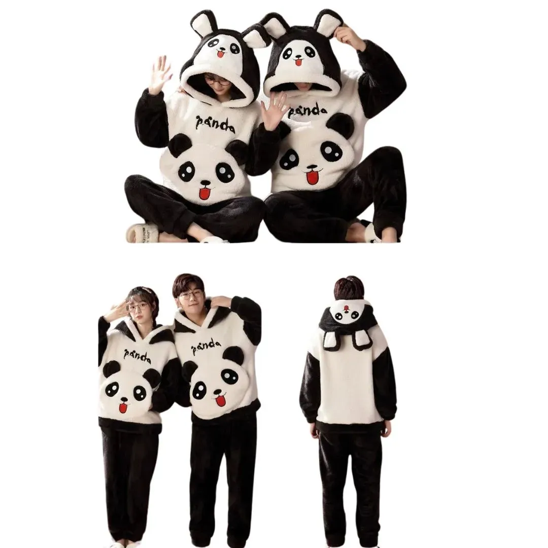 Pyjamas d'Hiver pais pour Couples avec Motif Chat Cartoon - Confort et Style Kawaii