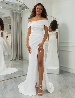 Robe de mariée ivoire avec épaules dénudées