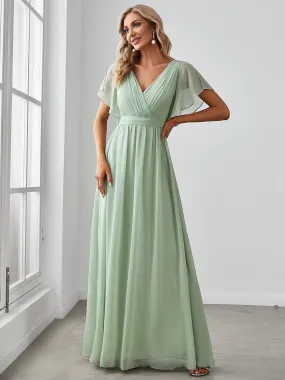 Taille personnalisée Robe de soirée en mousseline de soie à encolure en V